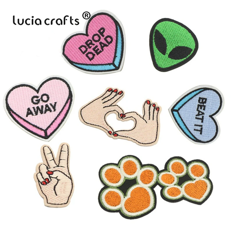 

Lucia crafts 7pcs 3-8.4cm Embroidered Iron-On Patches for Clothes Sticker DIY Clothing Badges Appliqued Accessories L1005