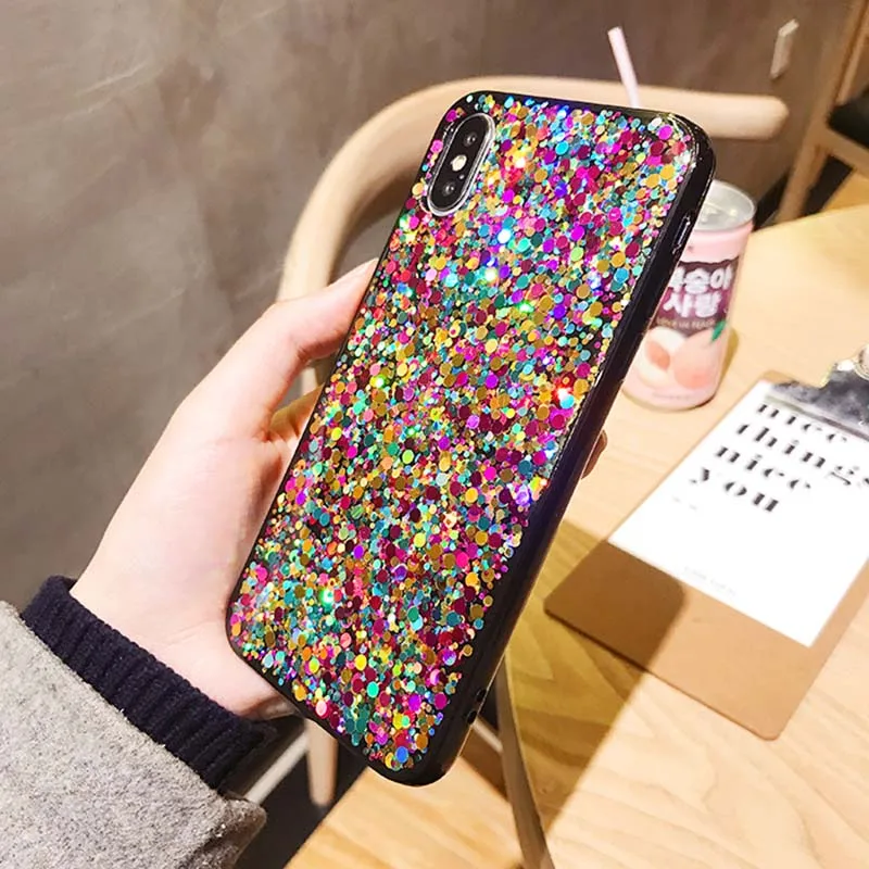 Kerzzil красочные блестящие Блестящие Блестки Чехлы для iPhone X XR XS Max Чехол Мягкий