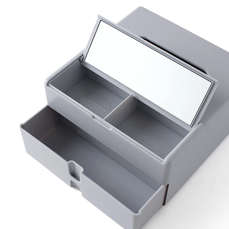 Пластиковый органайзер для макияжа, коробка для салфеток с зеркалом, многоцелевой Органайзер, офисный косметический ящик, контейнер