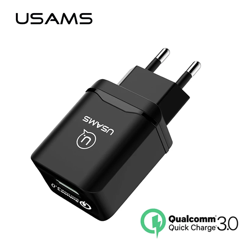 Быстрое зарядное зарядки Qualcomm 3.0 fast USB телефон Зарядное устройство Usams 18 Вт ЕС для