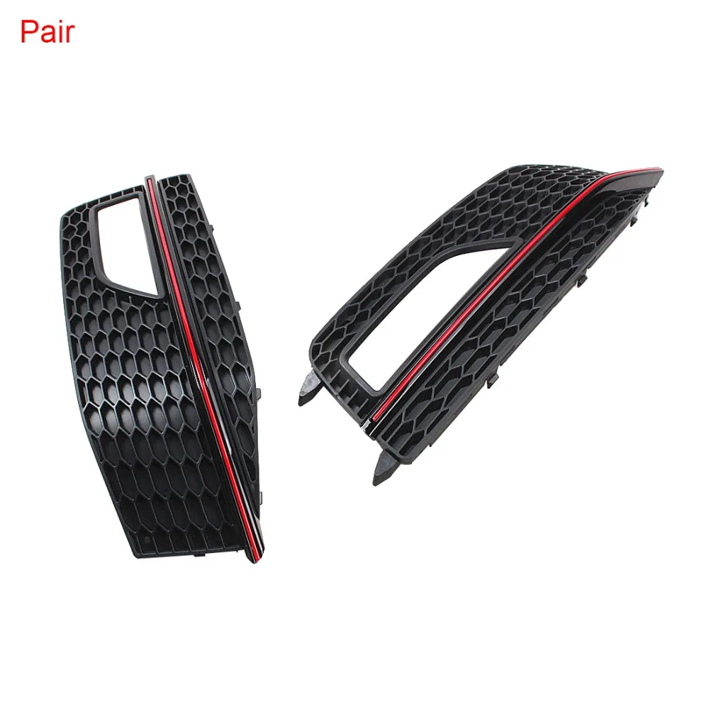 

Left Right Red Trim Front Bumper Lower Fog Light Lamp Grille For AUDI A4 S-Line S4 13-15 8K0 807 681 M 8K0 807 682 L