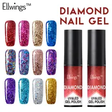 Ellwings Professional Diamond Glitter UV Nail Polish Nail Art Manicure UV Nail Gel Varnish Soak Off Sequins Gel Lacquer