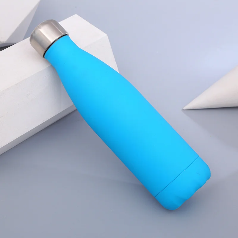 Индивидуальная двухслойная кружка-термос для бутылок с водой чашка из нержавеющей стали для спорта на открытом воздухе посуда для напитков - Цвет: Sky blue