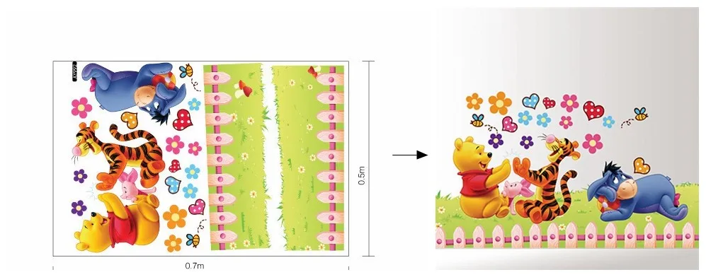 Винни-Пух тигр животные мультфильм виниловые друзья настенные наклейки для детской комнаты детский сад класс декоративные наклейки