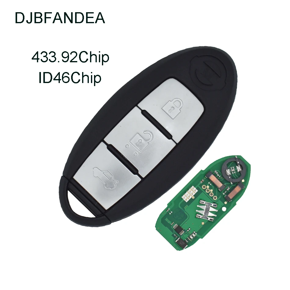 

DJBFANDEA 3 Buttons Smart Remote Car Keyless Entry Fob For NISSAN New BlueBrid With 433MHz ID46 PCF7952 Chip FSK Signal