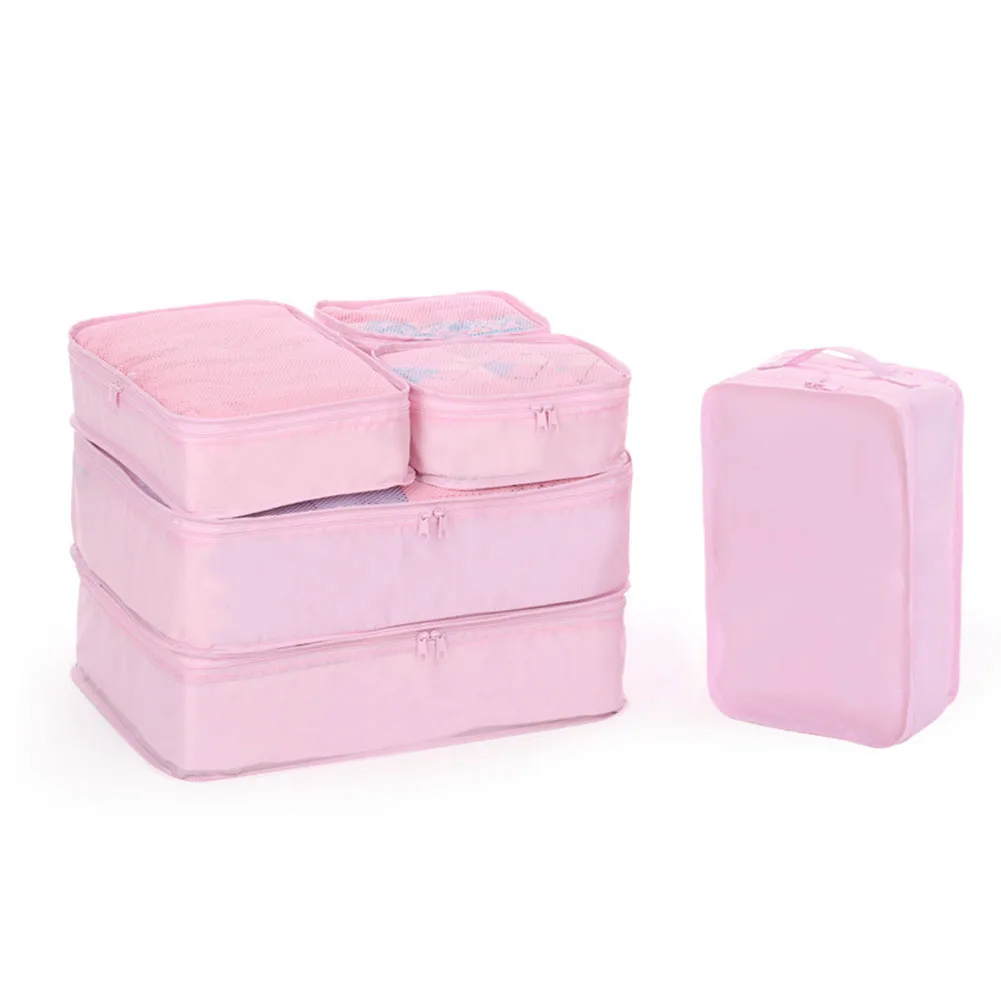 

6pcs/set Travel Zipper Portable Oxford Cloth Fashion Shoe Organizer Large Solid Storage Bag Pouch Holder Durable Luggage Packing