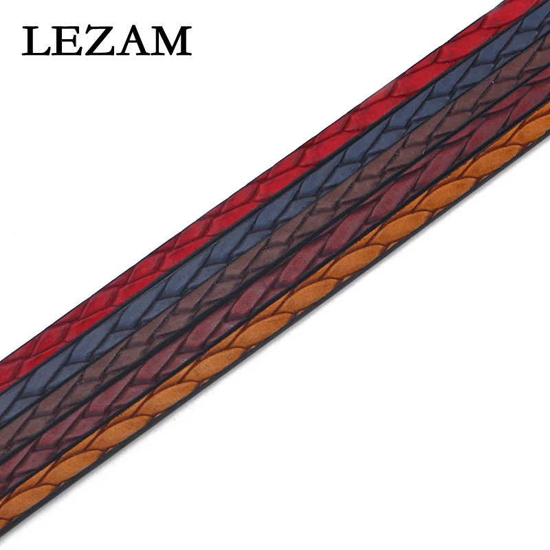 

1meter 5*2mm Flat Leather Cord Carved Geometric Pattern Charms Flat Leather Cord For Diy Bracelet Necklace Jewelry Findings