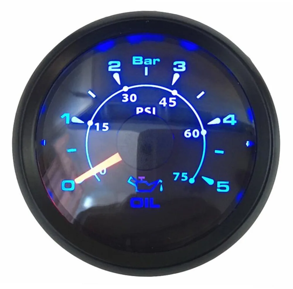

1pc Auto Instrument Panel Oil Pressure Gauges 52mm 0-75psi Lcd Display 0-5Bar Fuel Pressure Gauges Black with 8 Kinds Backlight