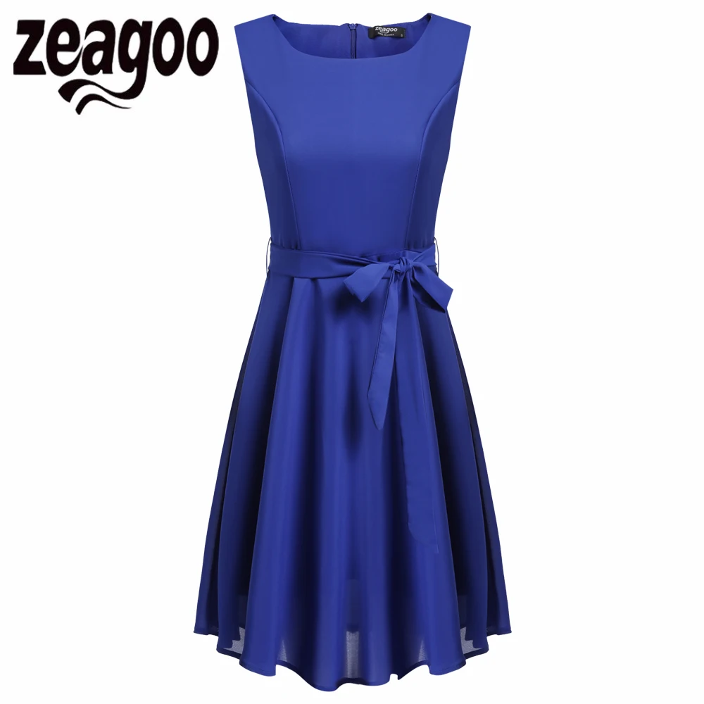 Платье Zeagoo женское летнее повседневное с высокой талией без рукавов|women chiffon