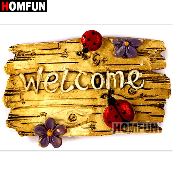 HOMFUN Full Square/Round Drill 5D DIY Diamond Painting "Welcome Home" 3D Embroidery Cross Stitch 5D Home Decor Gift A15075 diy 5d diamond 5D DIY Diamond Painting