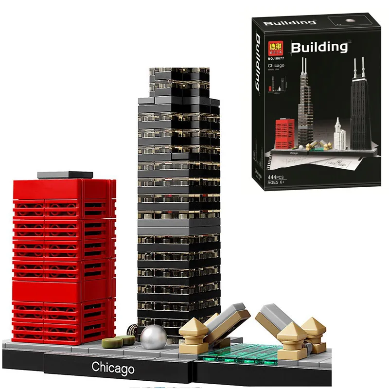 

Bela 10677 Architecture Building Sets Chicago 21033 Willis Tower Model Building Block Bricks Toys Compatible With Legoings