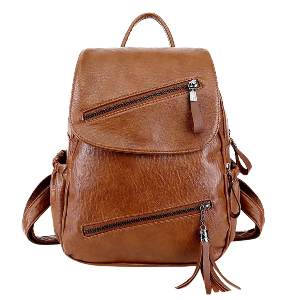 

Bag Women Girls Fashion Ladies Solid Color Zipper Wild Large Capacity Backpack Student Bag