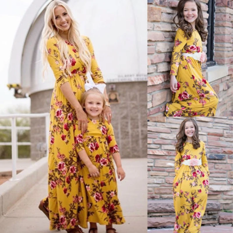

2018 Family Dress Mother and Daughter Matching Girls Outfits Clothes Dresses
