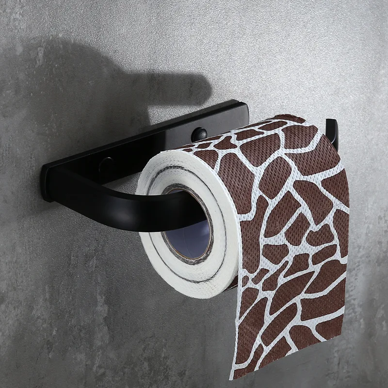 Черный держатель для бумаги, алюминиевый держатель для туалетной бумаги, вешалка для хранения, Полка для полотенец, настенные аксессуары для ванной комнаты, вешалка для полотенец