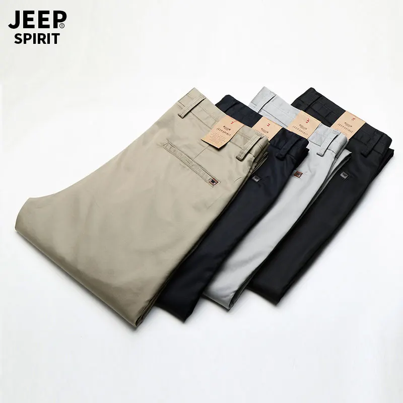 2019 Summer Autumn JEEP Brand Casual Suit Pants Straight Style Lyocell Men's Casual Mid Waist Cotton Pants Fashion Trousers (20)
