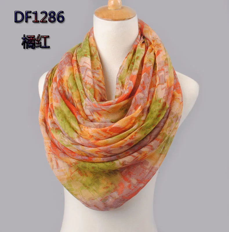 Новинка, специальный принт, для взрослых, тонкий, длинный, дизайнерский, хлопковый шарф, женский, на осень и зиму, из пряжи, большой размер, пляжное полотенце, DF1286 - Цвет: Orange red