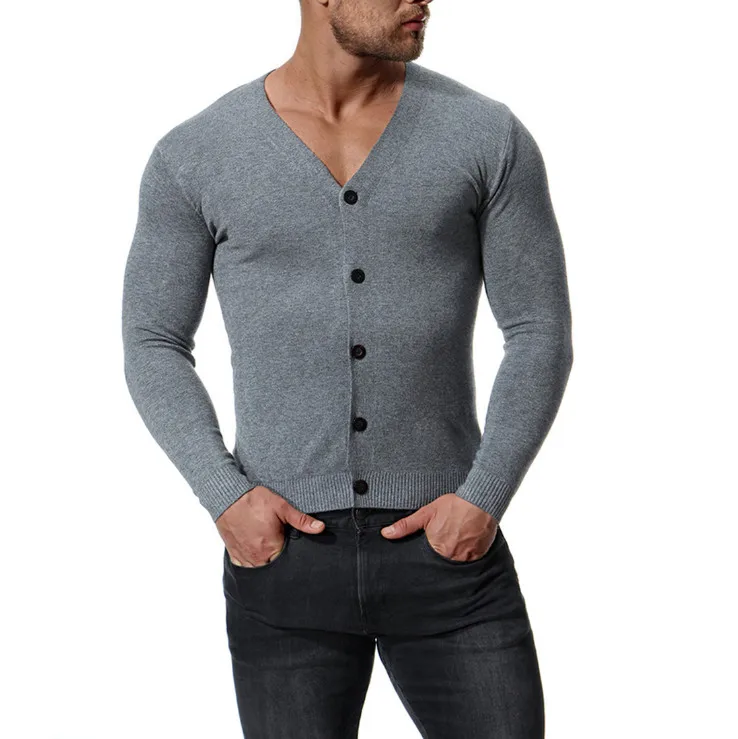 Europe and America V-Neck Cotton Sweater Men New Arrival Slim Fit Cardigan Knitwear Fashion Sweatercoat Male Knitted Clothing