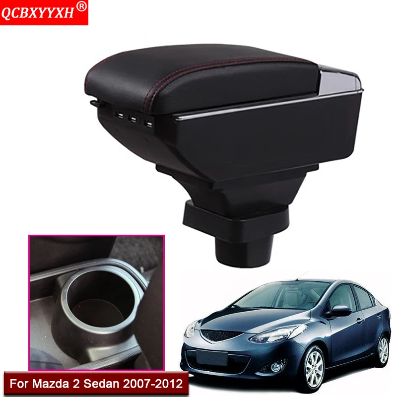 

Car Styling ABS With PU Leather Car Armrest Box Center Console Storage Box Holder Case Accessories For Mazda 2 Sedan 2007-2012