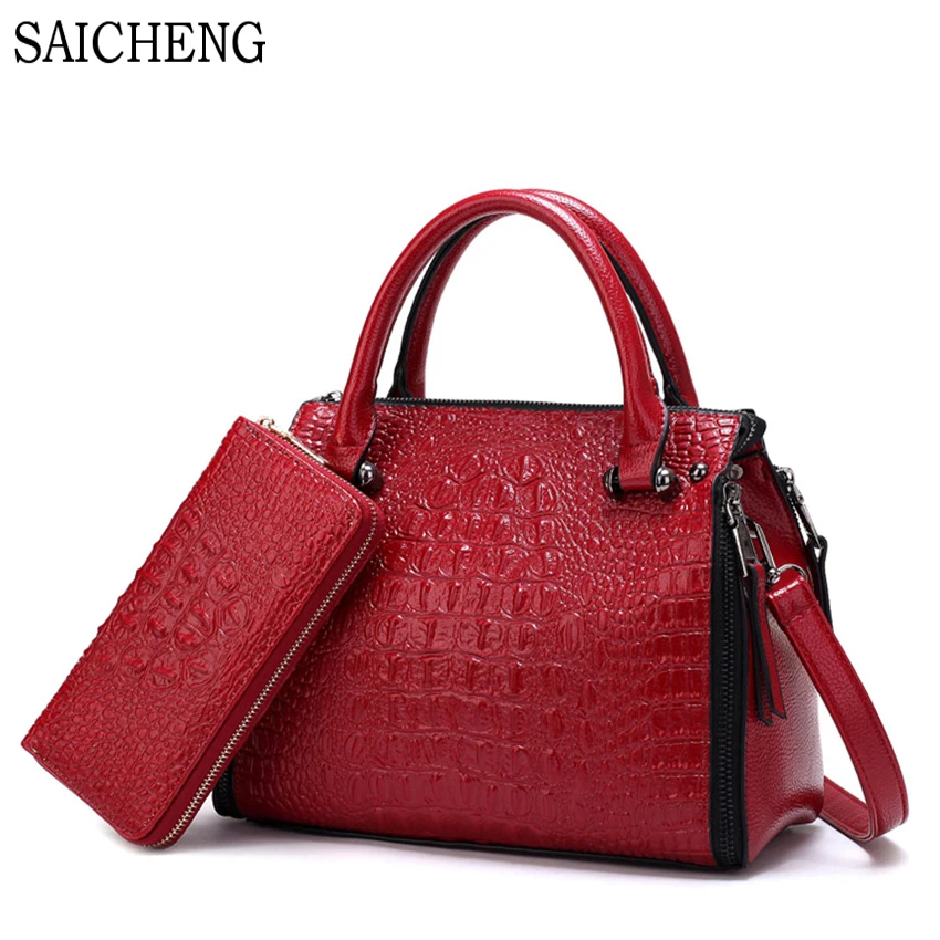 SAICHENG 2 font b Set b font Alligator Luxury font b Handbags b font Women Bags