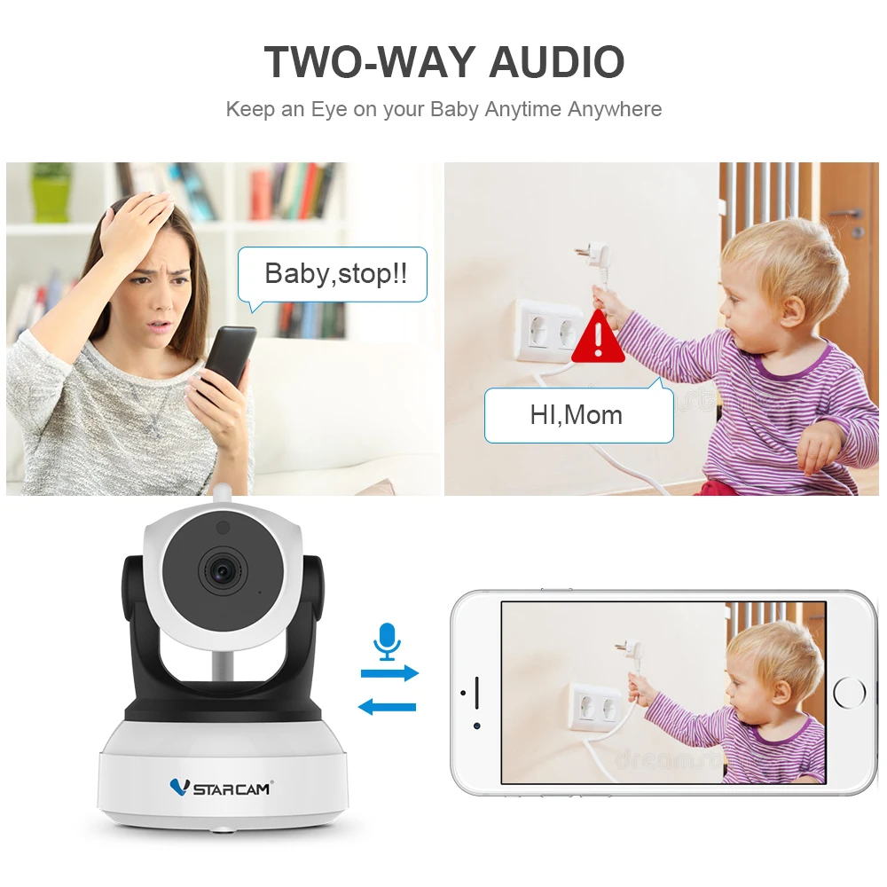  Vstarcam C7824WIP Baby Monitor wifi 2 vie audio smart camera con motion detection Security IP Macch