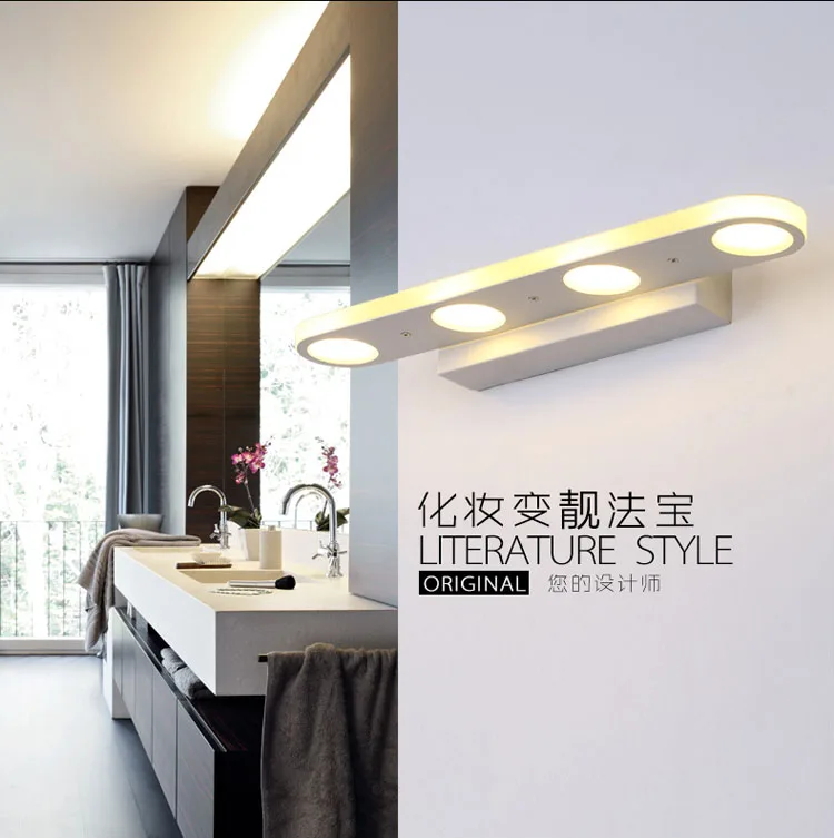 

Modern simple bathroom Iron waterproof mirror headlight led bathroom bathroom wall lamp Nordic makeup mirror lamp white ZH