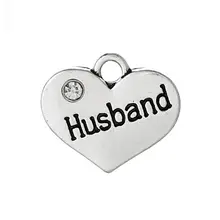 DoreenBeads подарок для мужчин Очаровательные Подвески сердце семья Античный Серебристый цвет прозрачный горный хрусталь 17 мм x 14 мм(5/" x 4/8"), 20 шт