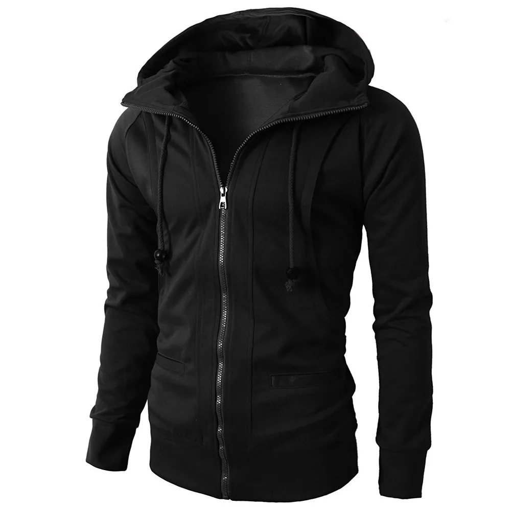 BK New Jacket Man Fashion Autumn Winter Long Sleeve Sport Zipper Hoodie Pullover Blouse Tops Windbreaker Winter Jacket Men#30 - Цвет: BK
