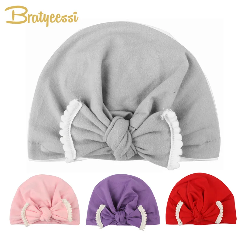 

New Bow Baby Hat for Girls Candy Color Baby Beanie Cap Toddler Turban Hat Elastic Cotton Baby Girl Hat Accessories 1 PC