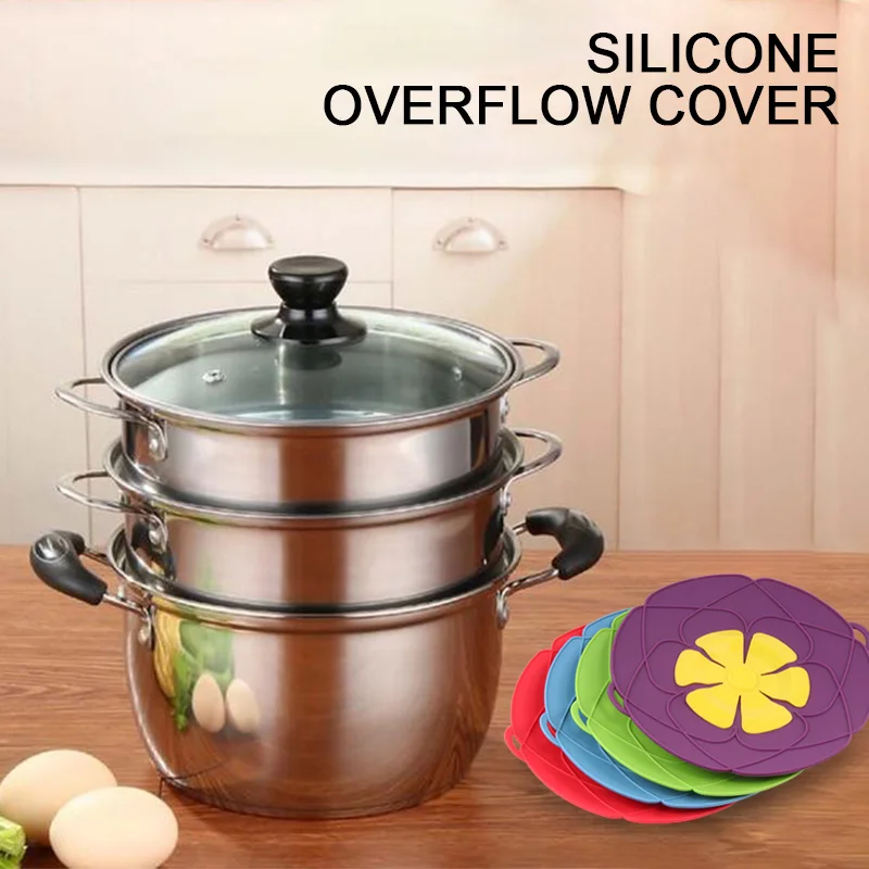 

Lid For The Pan Silicone lid Spill Stopper Cover For Pot Kitchen Accessories Cooking Tools Flower Cookware Kitchen Gadgets