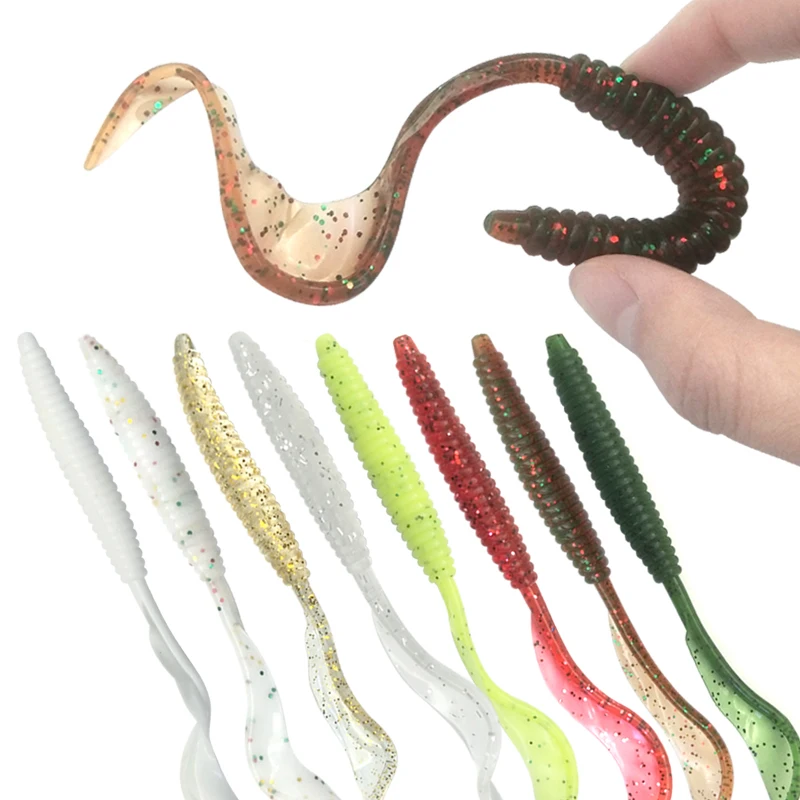 

2.2g/7g curly tail Fishing Lure Soft Worm Shrimp silicone bait Fish crankbait Ocean Rock fishing tackle