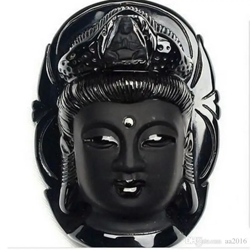 

Bead curtain natural obsidian transhipped buddha head pendant black Pure manual sculpture, limited supply on a monthly basis