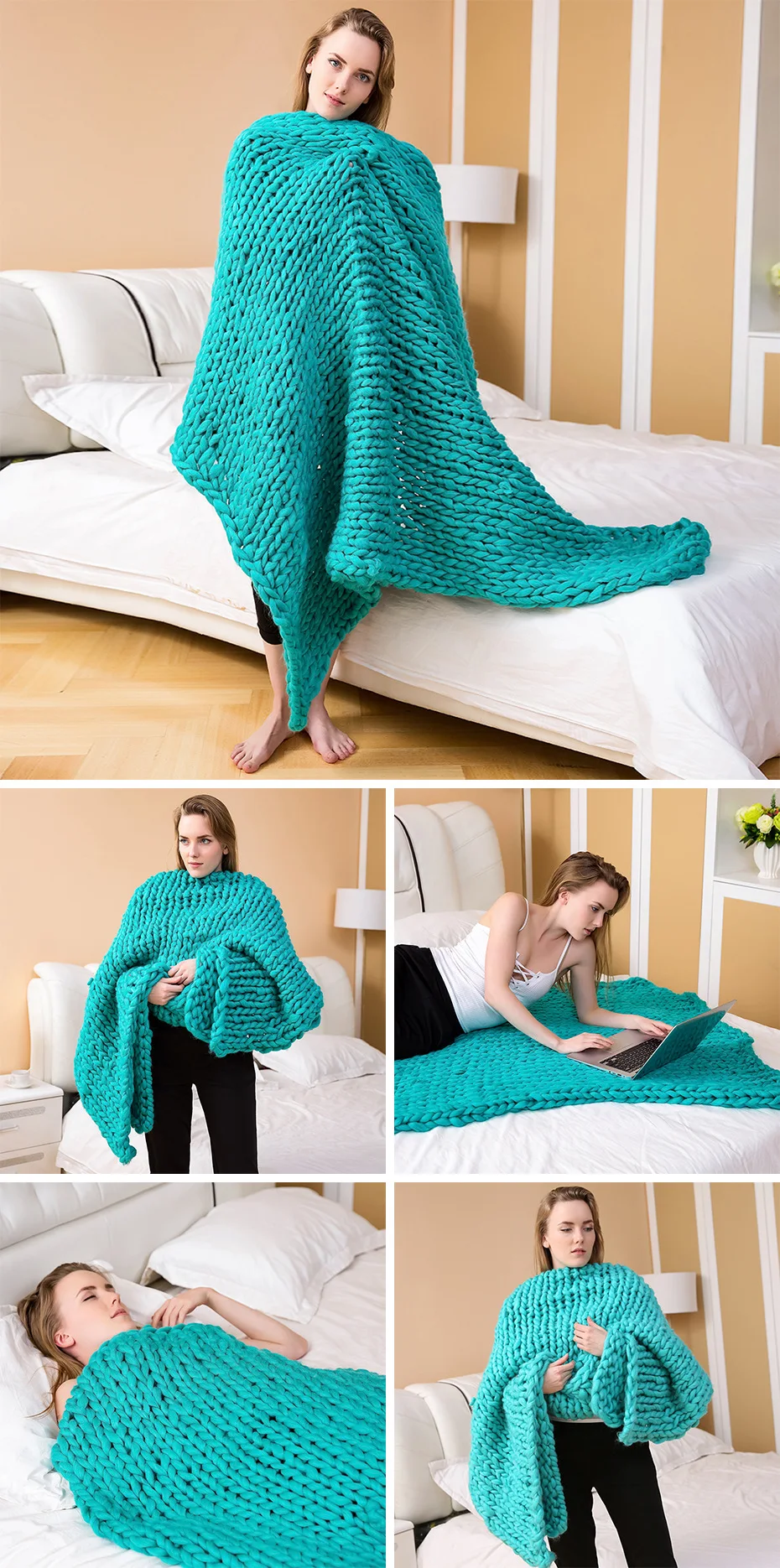 Супер мягкое массивное вязаное одеяло толстая линия гигантская пряжа домашнее постельное белье Декор для гостиной фотографии реквизит Wolldecke одеяло s
