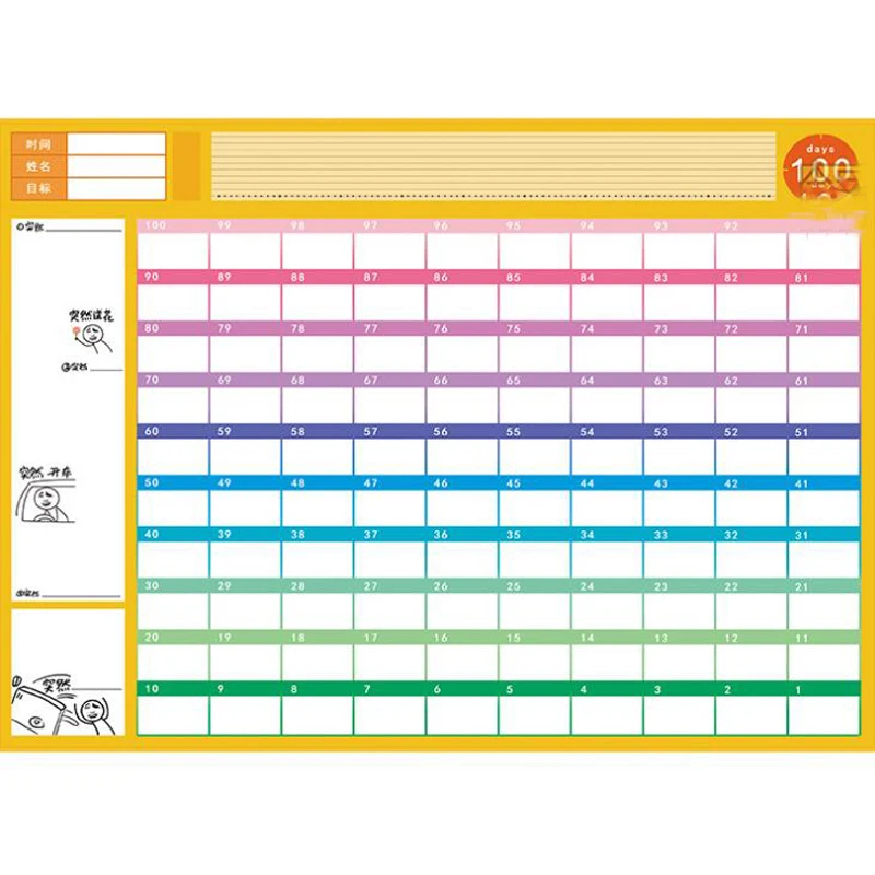 1 шт.. Новый 100 день Funy обратный отсчет календарь учебный график периодический планировщик стол подарок для ребенка исследование