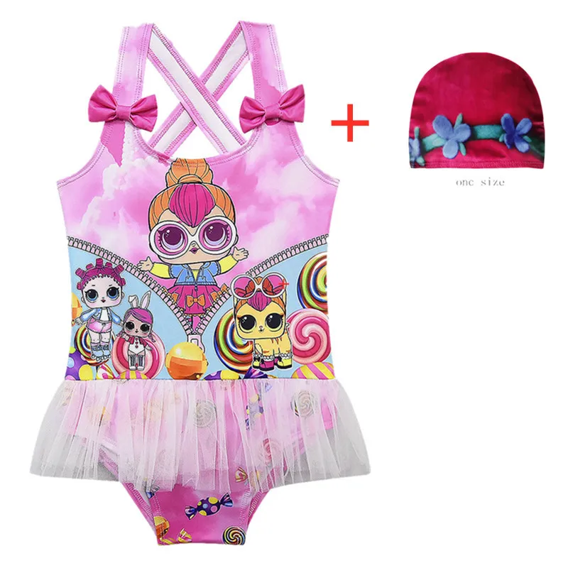 

2019 New LOL children's one-piece swimsuit rainbow cartoon pattern girls swimwear children swimsuits kids bathing suit