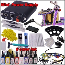 Дешевые Тату татуаж машина комплект полный оборудование татуировки инструмент 1 Машина татуировки комплект