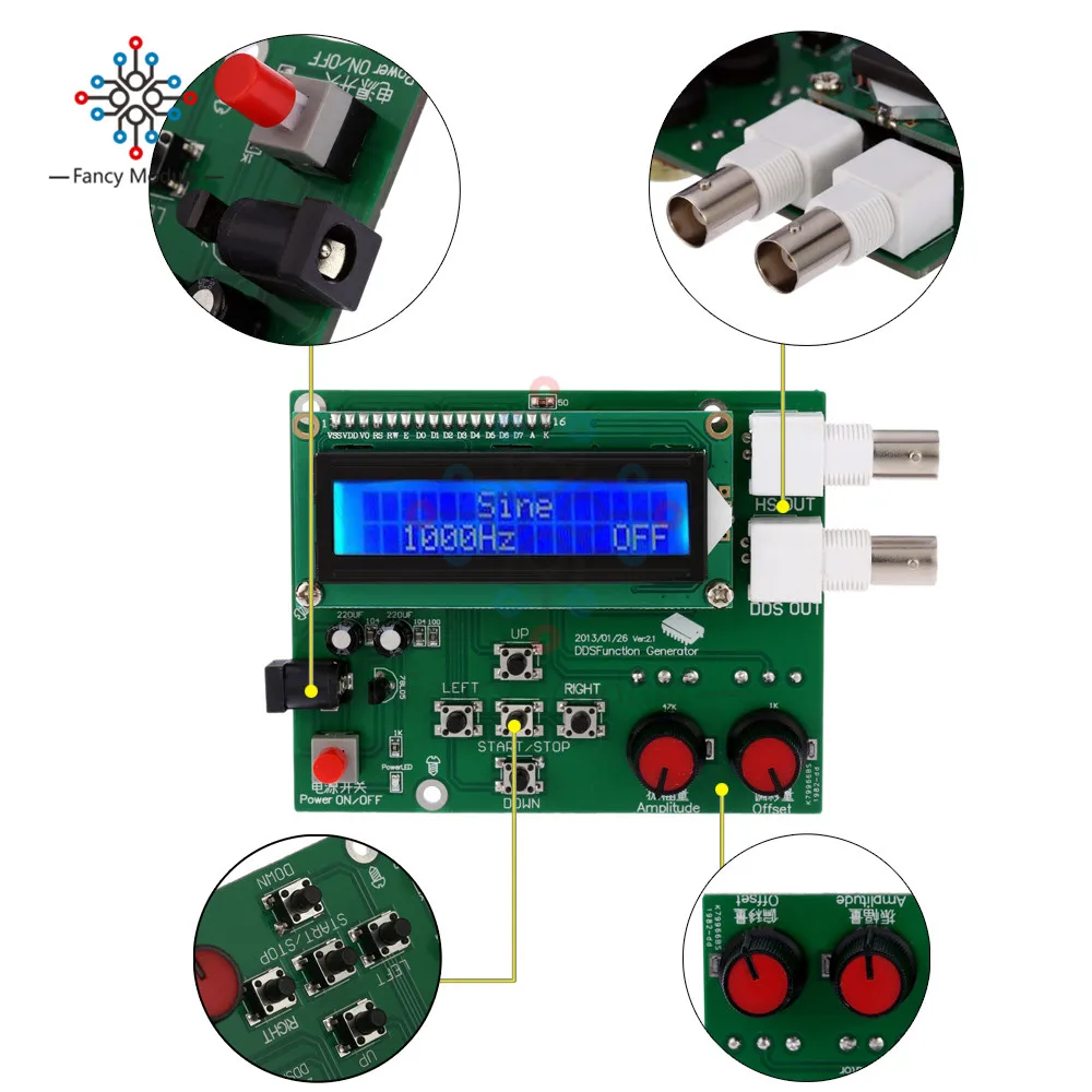 Baratos 1Hz 65534Hz medidor de frecuencia DDS función generador de señal kit diy generador de frecuencia módulo sinusoidal cuadrado Sierra triángulo onda