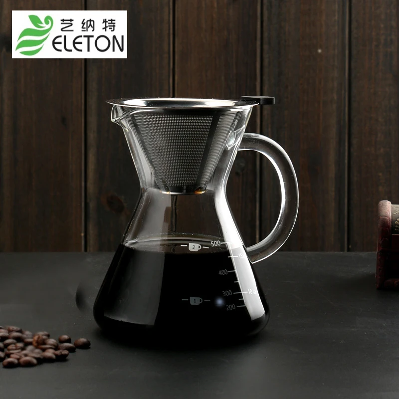 ELETON Coffee pot hand drip coffee cup glass filter funnel drip pot