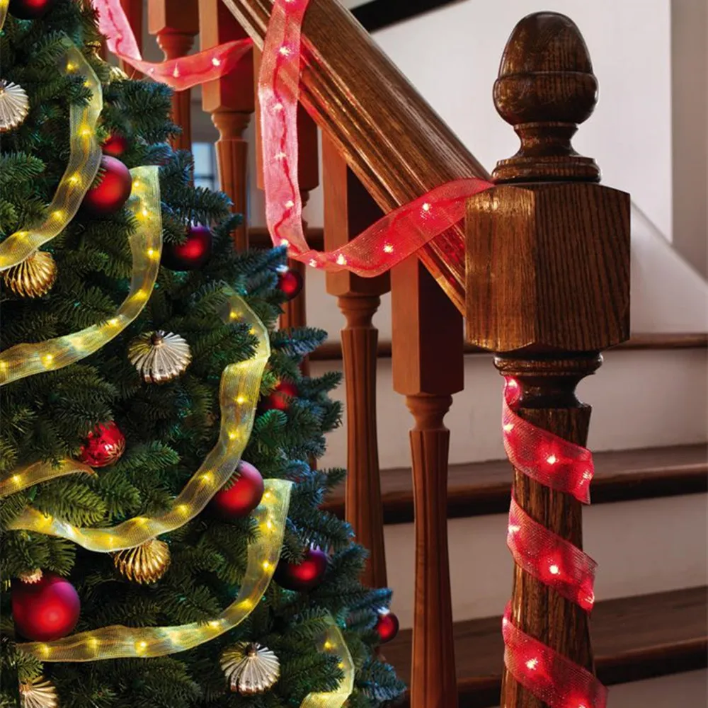 Новинка! Украшения для рождественской елки, светодиодный светильник с лентой для рождественских праздников, сказочный светильник для сада, дня святого валентина, свадебного украшения