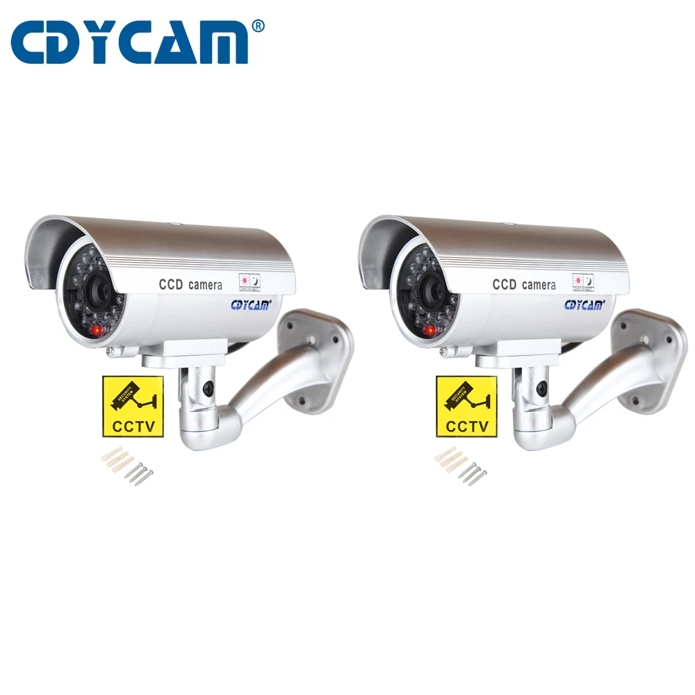 

Cdycam 2pcs(1bag) Fake Dummy Camera Outdoor Waterproof Security Camera Indoor CCTV simulation Camera With Flashing LED light