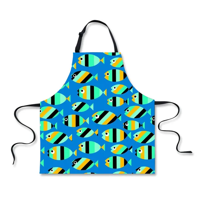 FORUDESIGNS Home Cleaning Aprons Cartoon Fish Printed Kitchen Cooking