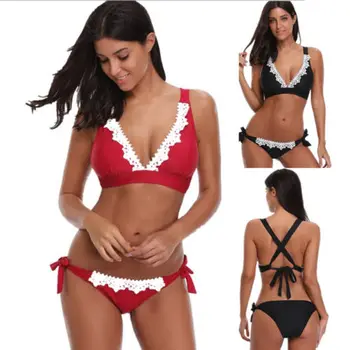 

2018 Women's Bikini Padded Push-Up Padded Bra Bandage Swimsuit Beachwear Summer Women Sexy Swimwear Bordered Bathing