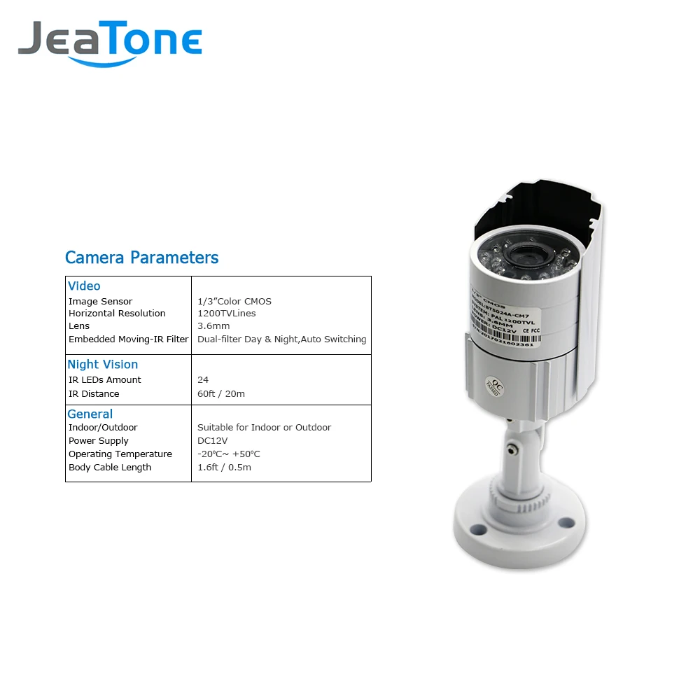 JeaTone 1/3 cmos 1200TVL cctv аналоговая камера наблюдения с объективом 3,6 мм Водонепроницаемая камера безопасности