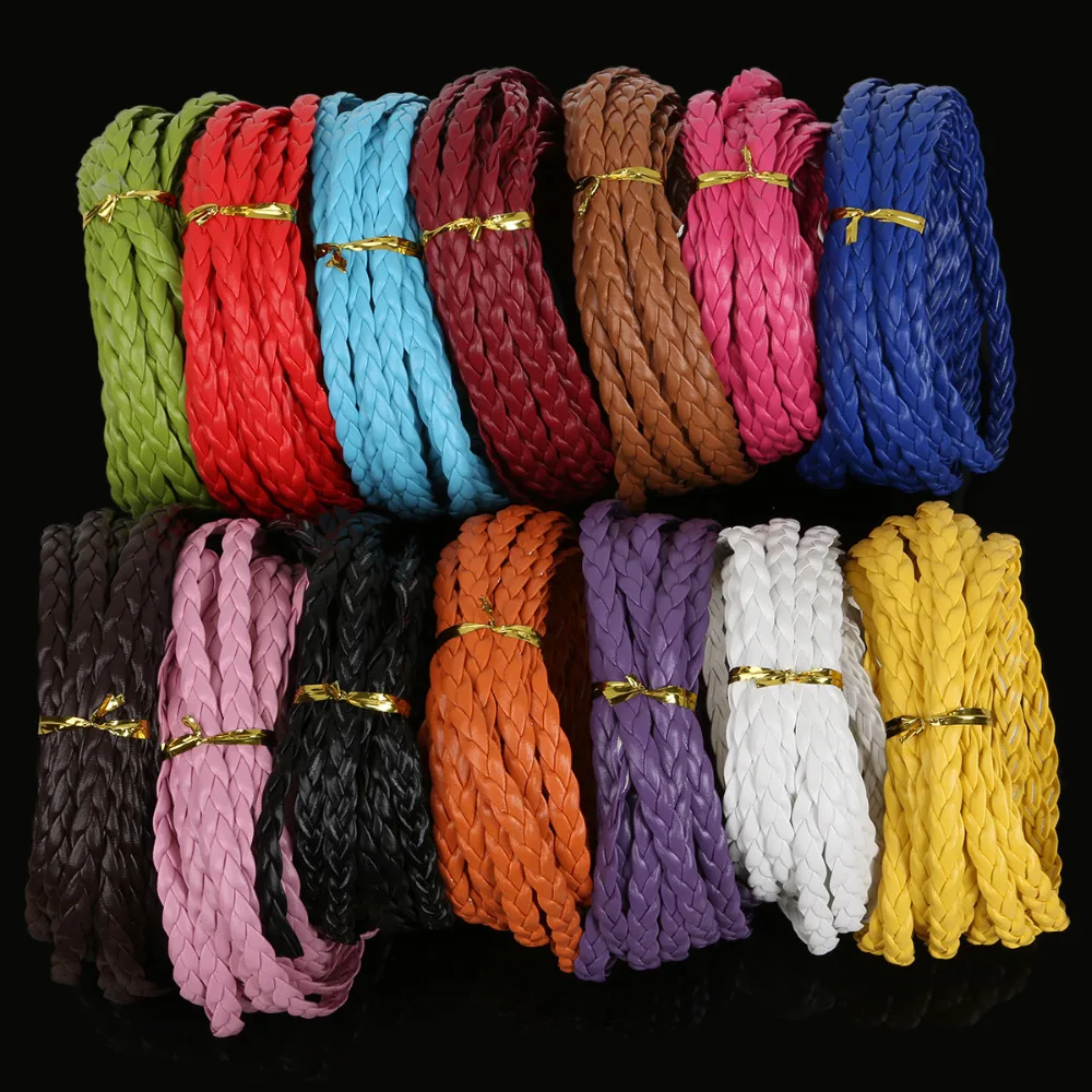 5m/lot 7mm Flat PU Braid Leather Cord Rope Thread Fitting DIY Necklaces