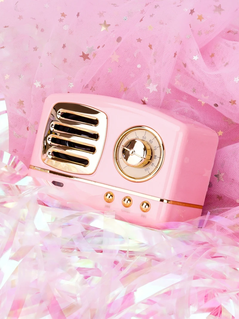 Корейский стиль Одри девушка розовый Bluetooth динамик мини ретро беспроводной музыкальный аудио плеер подарок на День святого Валентина для девочки