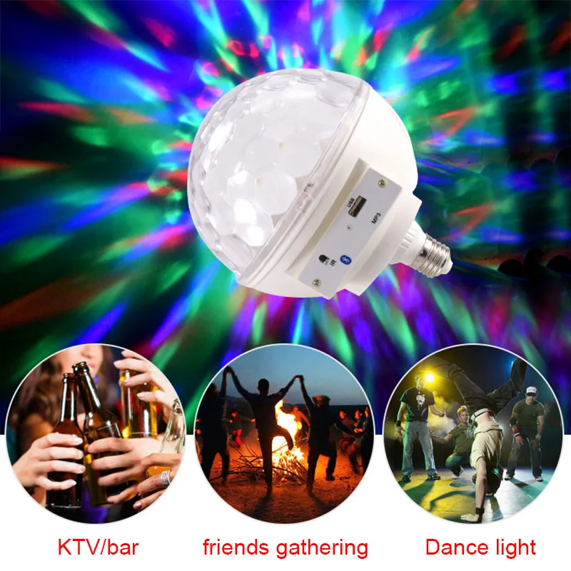 

LED Light E27 RGB Color Changing USB Sound Control Lamp for Wedding Party KTV Home TB Sale