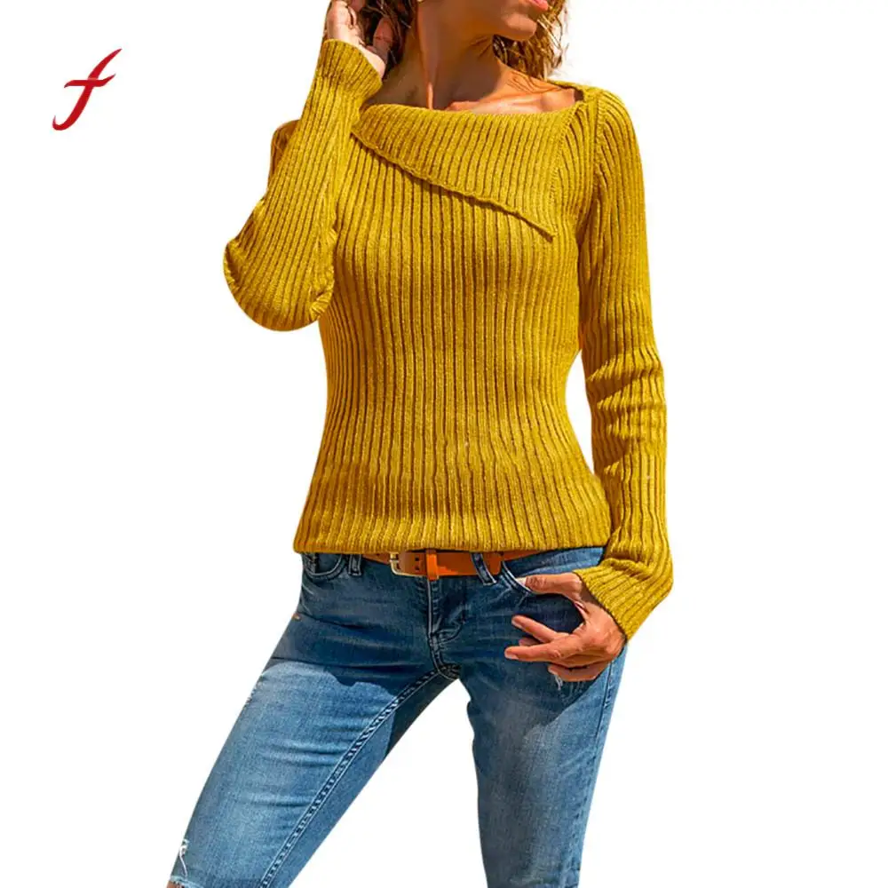 

2019 winter sweater Women Autumn Winter Long Sleeve Solid Strips Sweater Pullover plus size women sweater pull femme hiver