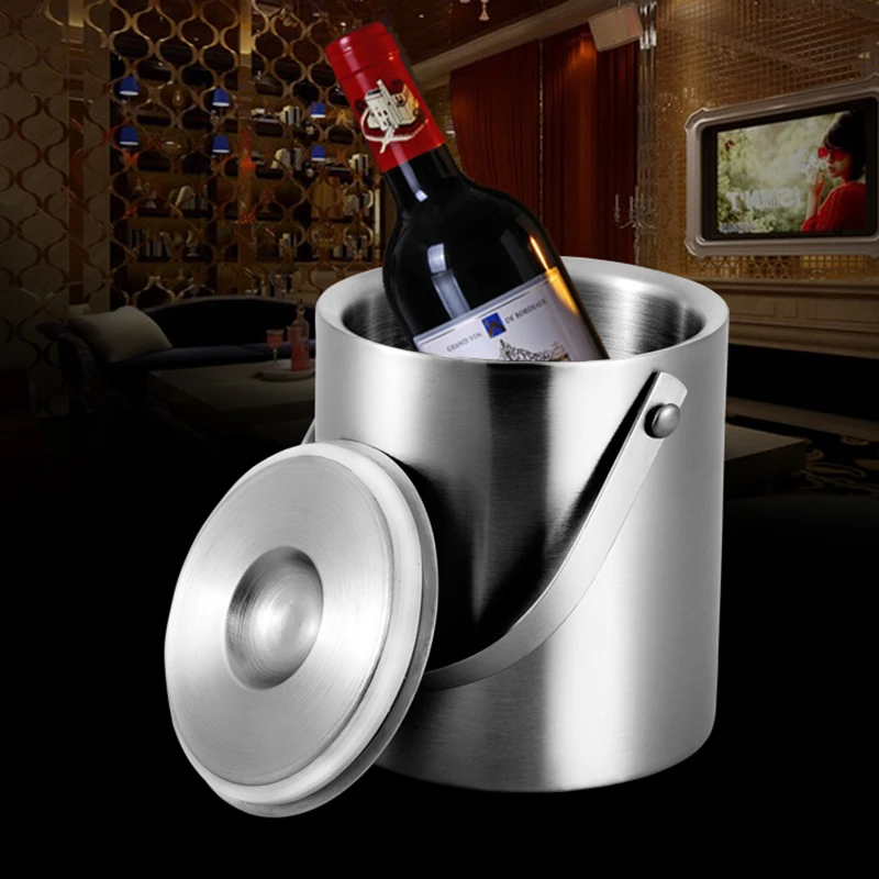 2L ручное ведро для льда инструмент для паба/отеля/вечерние 18/8 охладитель красного вина из нержавеющей стали шампанского бочонок Ведерко для виски барная посуда