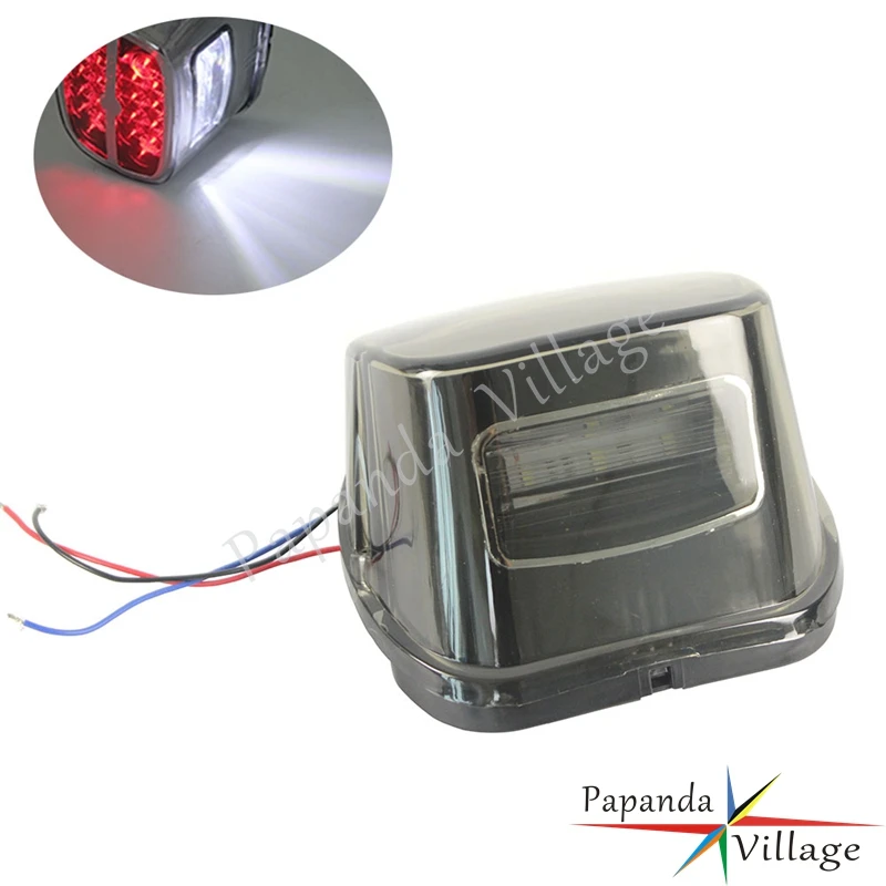 

Motorcycle Smoke LED 12V Rear Tail Brake Stop Light License Plate Taillight For Harley Dyna Touring Softail Sportster XL