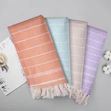 Хлопковое турецкое пляжное полотенце s с кисточками тонкое полотенце для ванны путешествия Кемпинг шаль сауна тренажерный зал бассейн Полосатое одеяло гобелен 100X180 см