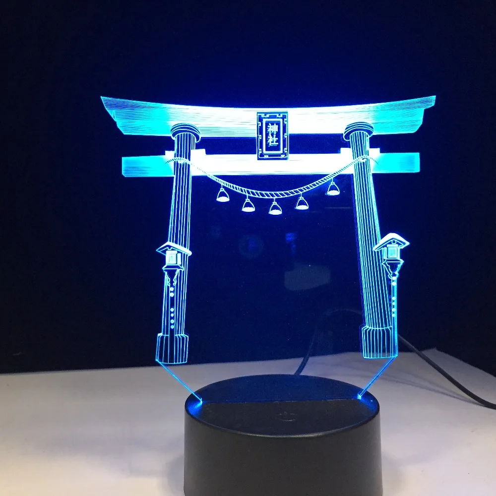 Японский японский Shrine Jinja USB светодиодный 3d-ночник многоцветный RGB фестиваль подарок декоративные светильники настольная лампа спальня Прямая поставка